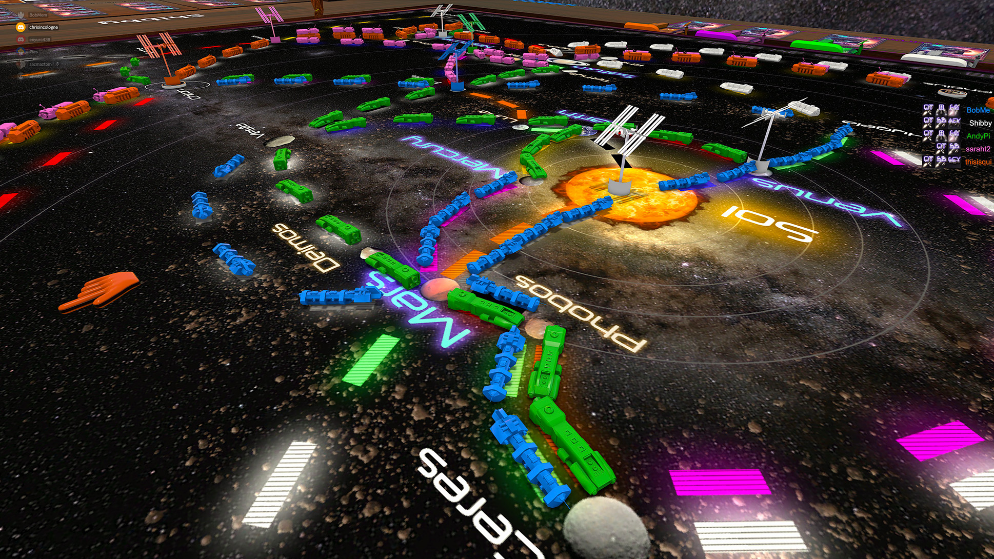 Ticket to Ride: Solar System — the board mid-game